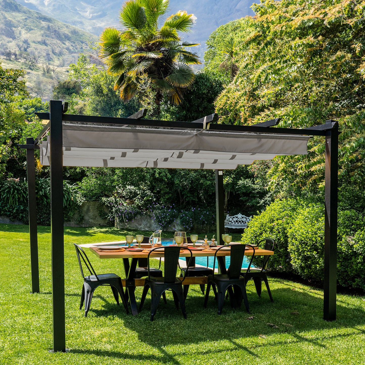 Pérgola Grey Shelter Retráctil 3x3 Mts