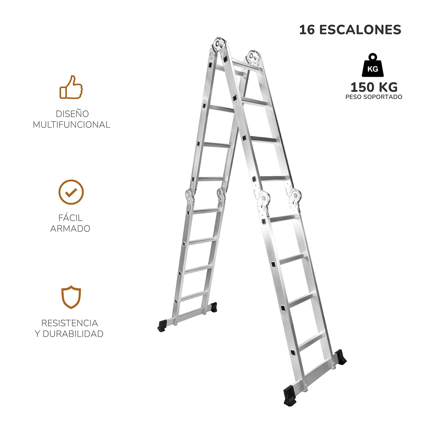 Escalera Plegable Multipropósito 16 Peldaños