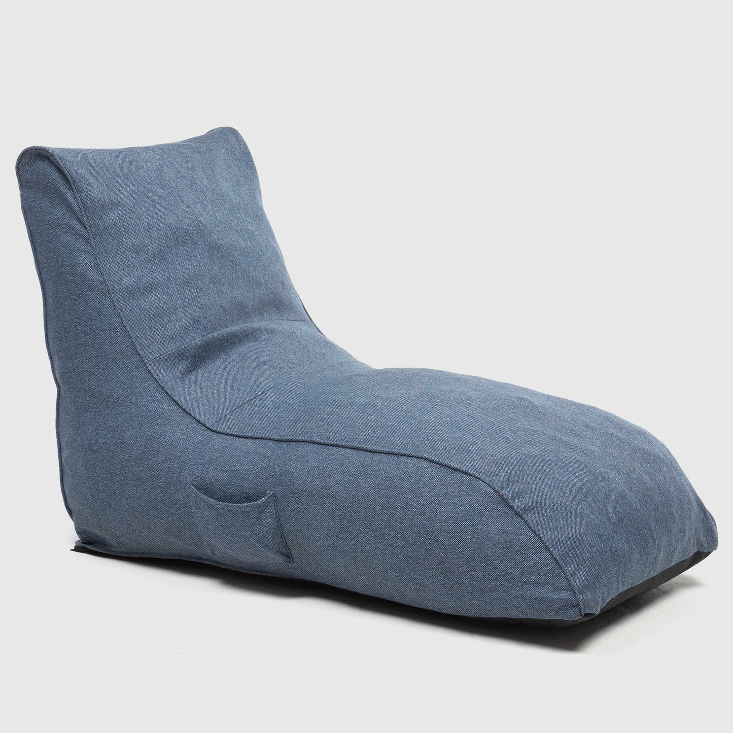Sofá Pouf / Puff Azul Largo Con Respaldo
