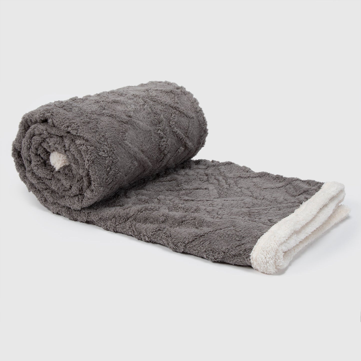 Manta Sherpa Jacquard Gris Queen