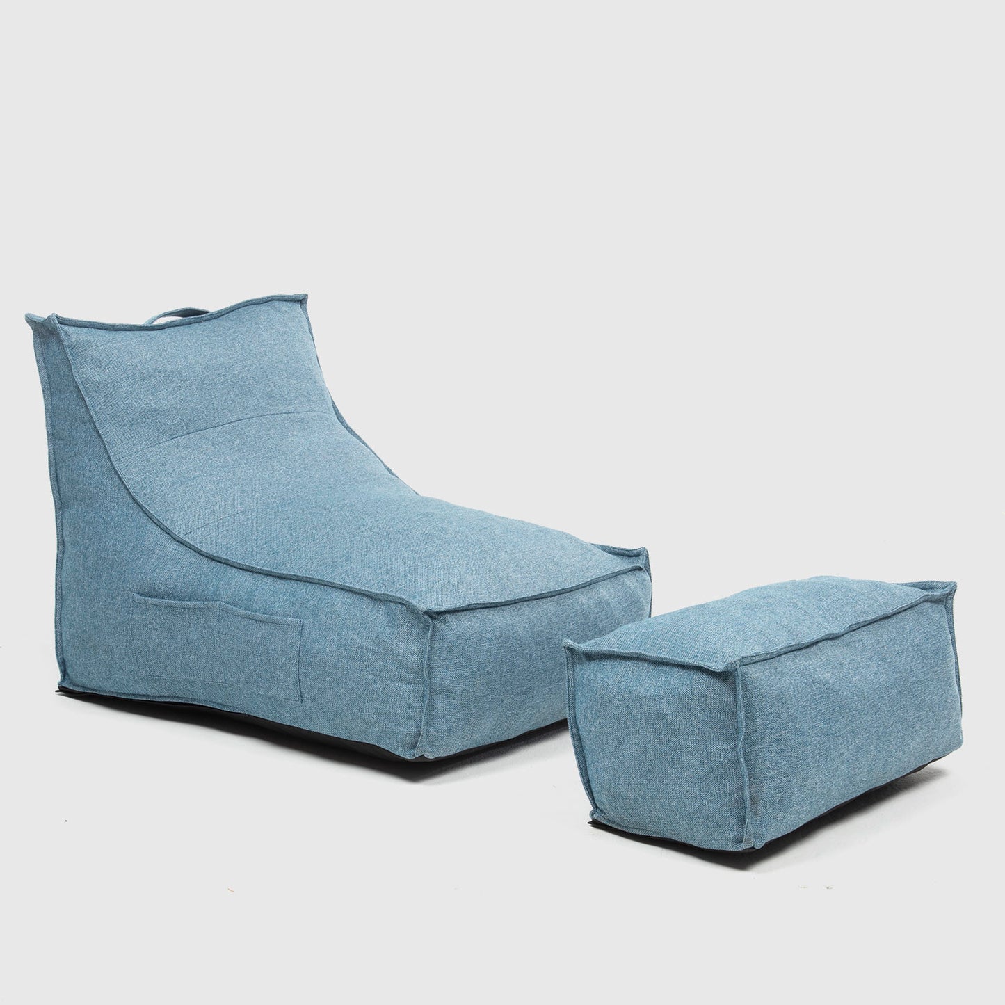 Sillón Pouf / Puff con Apoya Pies Celeste