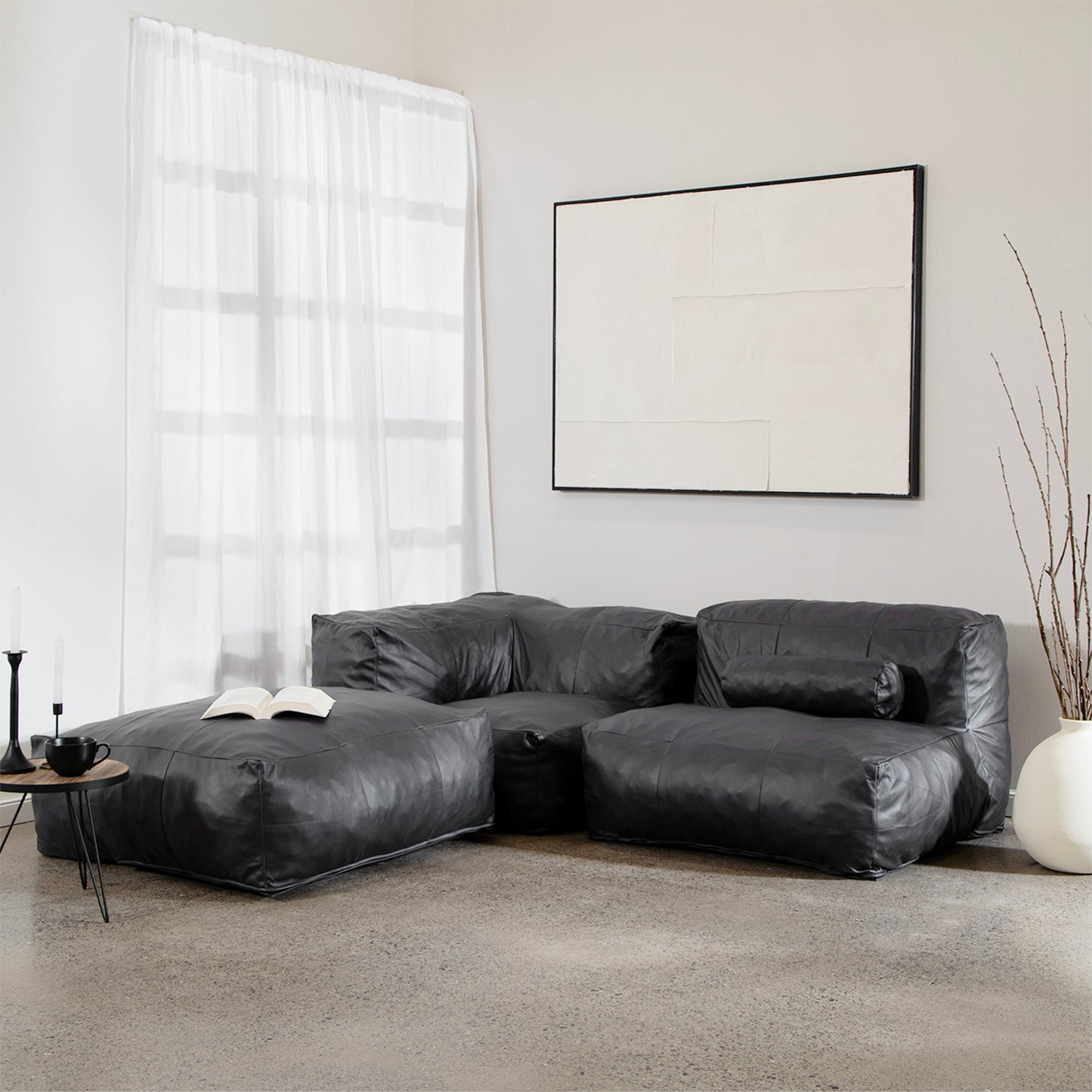 Sofá Pouf Seccional Leather