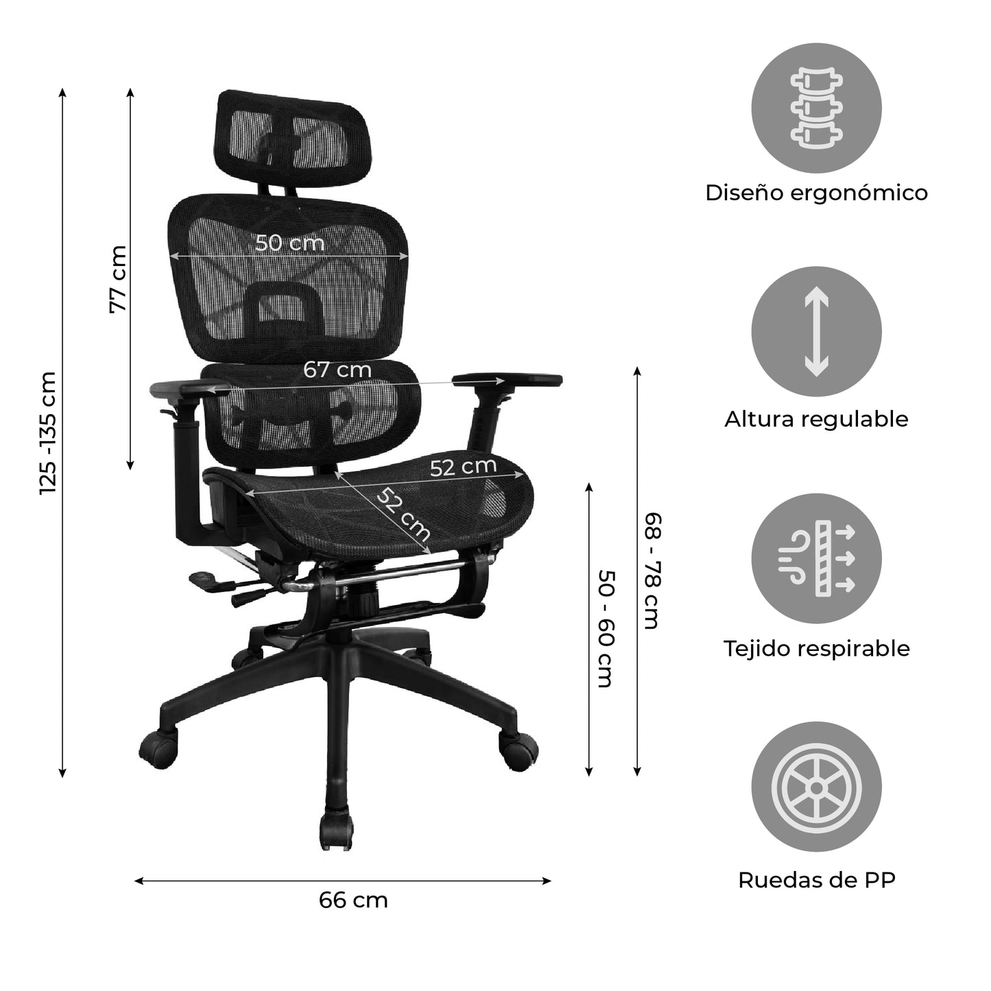 Silla de escritorio con Reposapies Ergonomus ErgoPro