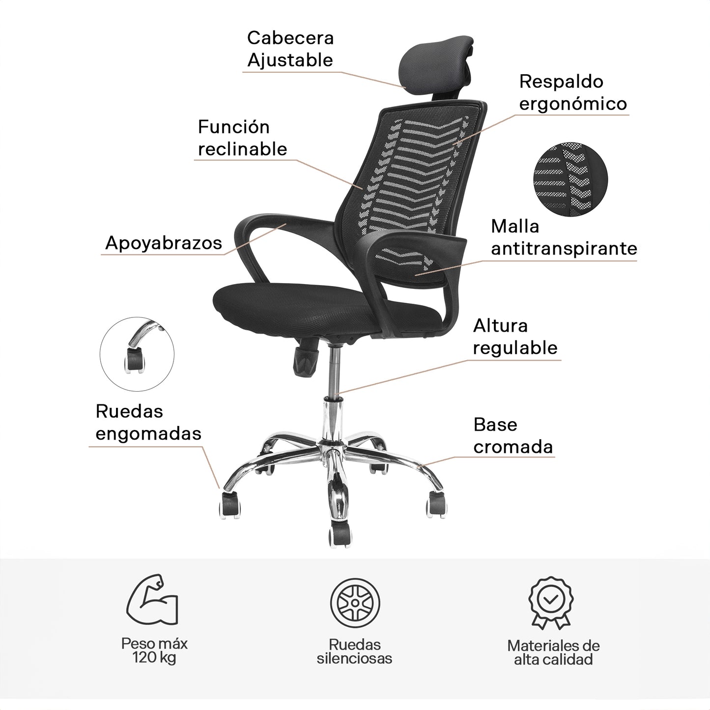 Silla de Escritorio Ergonómica SILL-Q2N