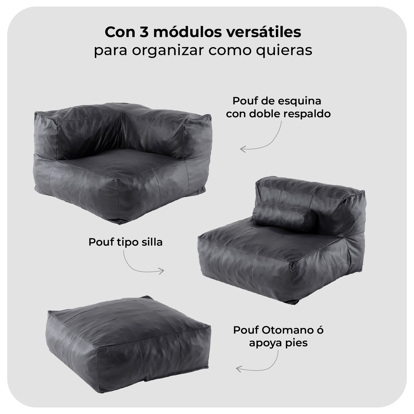 Sofá Pouf Seccional Leather