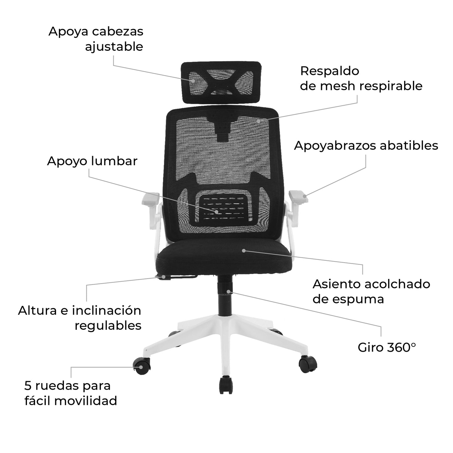 Silla de Escritorio Ergonómica Doha Blanco