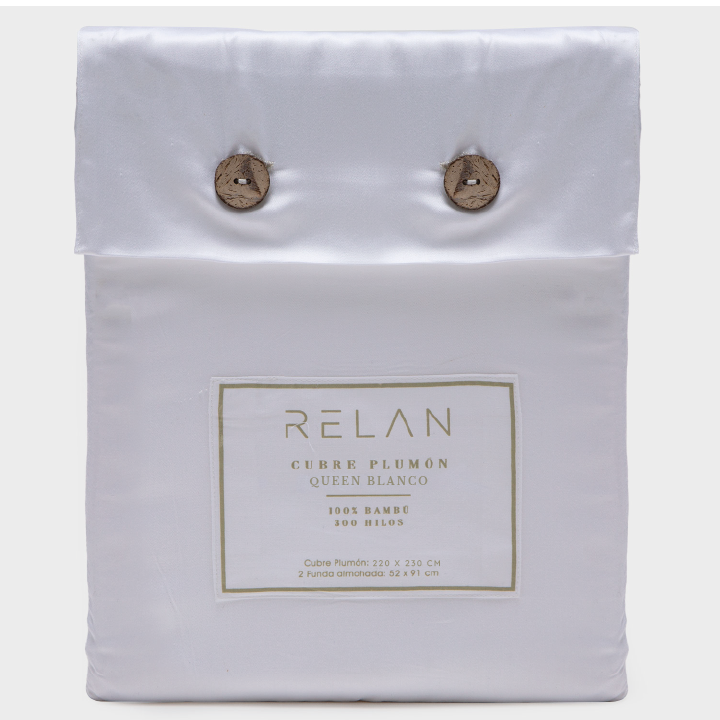 Cubre Plumón 300 Hilos Bambú King Blanco Relan