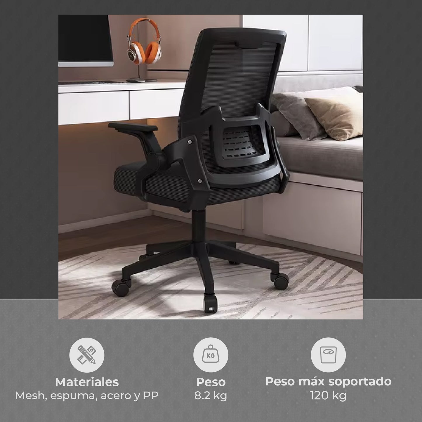 Silla de Escritorio Ergonómica Kobe Negro