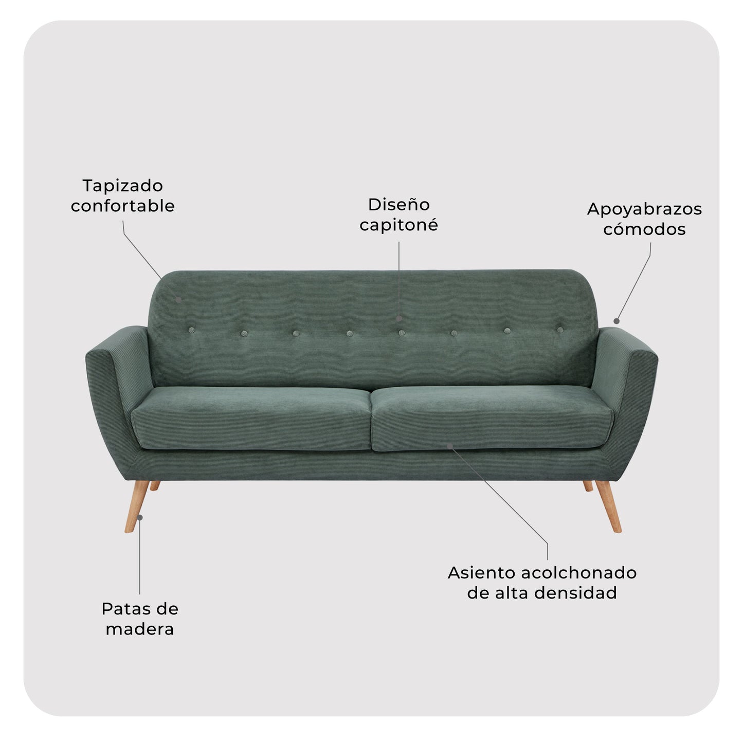 Sofá 3 Cuerpos Bracciano Verde