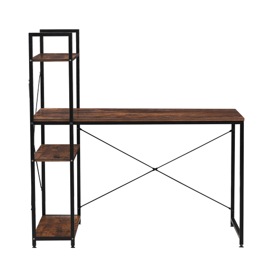 Escritorio Estilo Industrial con Estantería Lateral Desk 4 Caoba