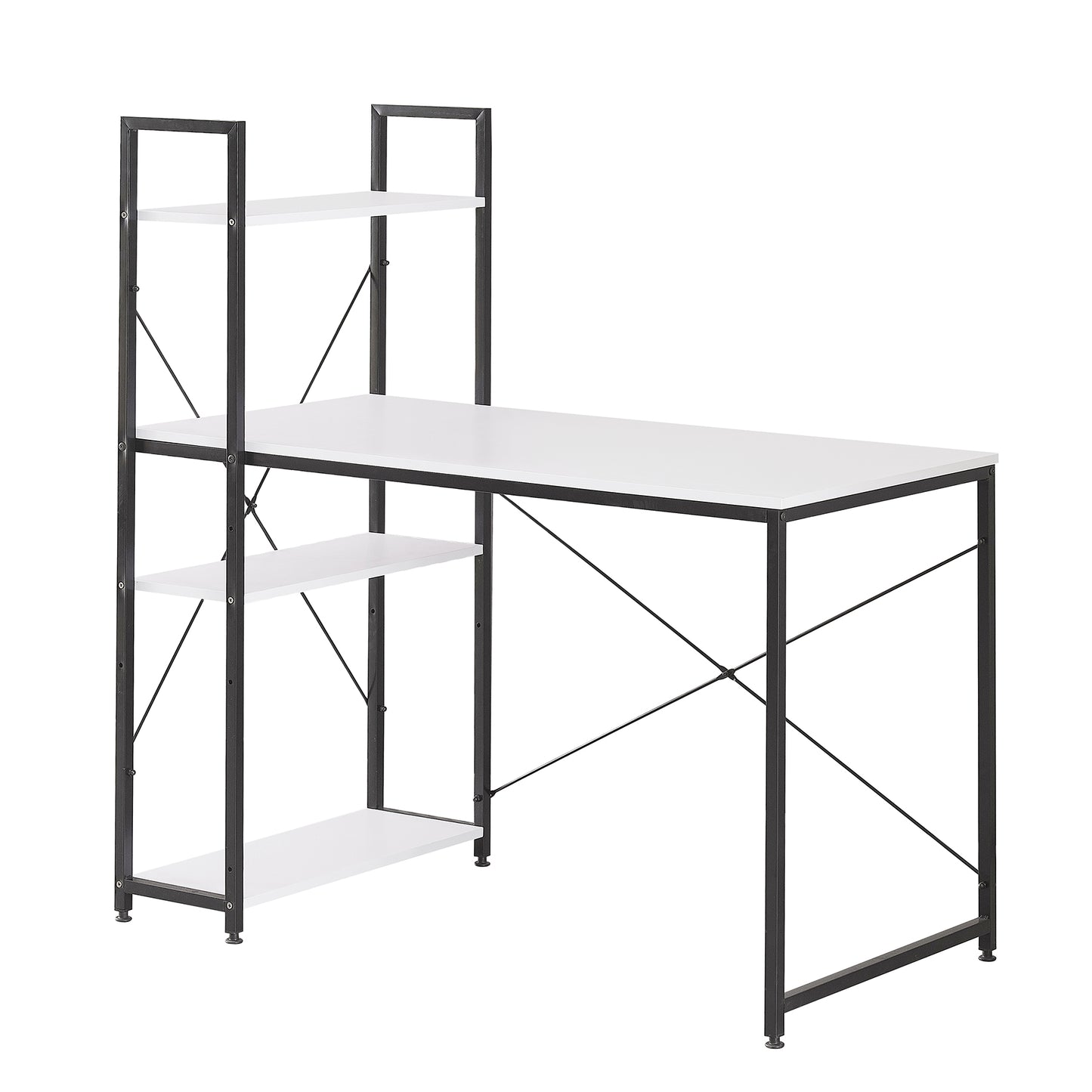 Escritorio Estilo Industrial Estantería Lateral Desk 4 Blanco