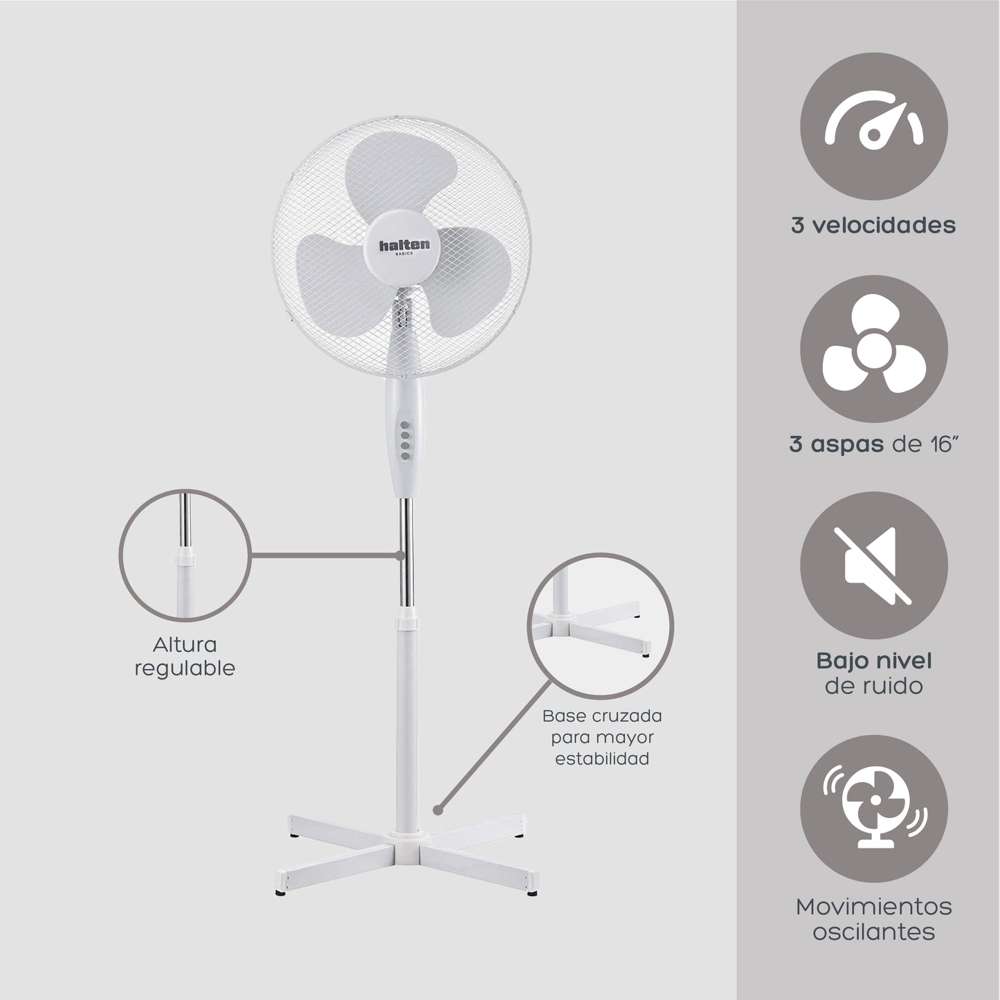Ventilador de Pedestal Blanco 16"