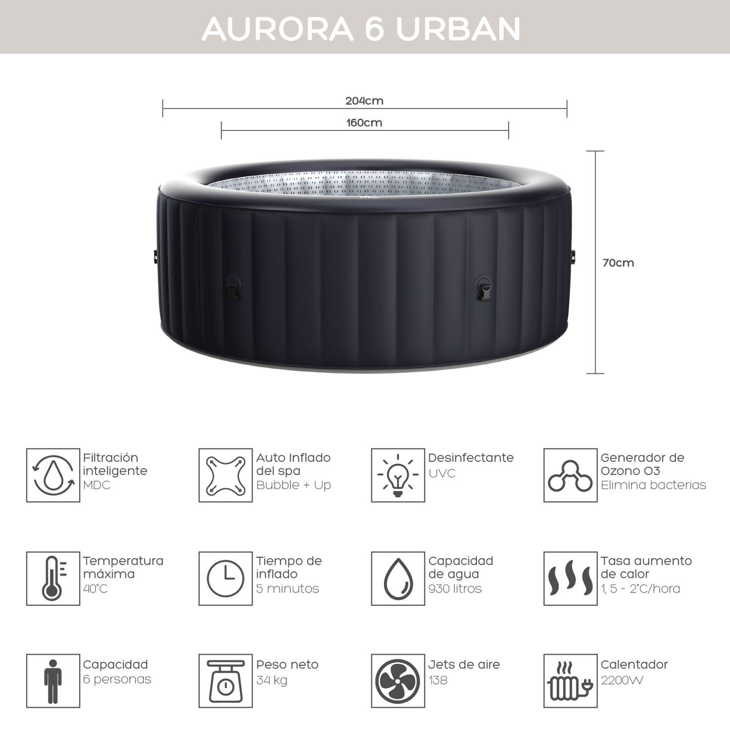 Hot Tub Aurora 6 Urban