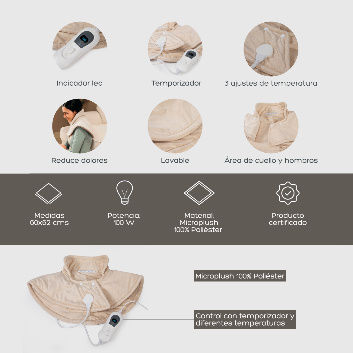 Almohadilla Eléctrica Para Cuello y Hombros