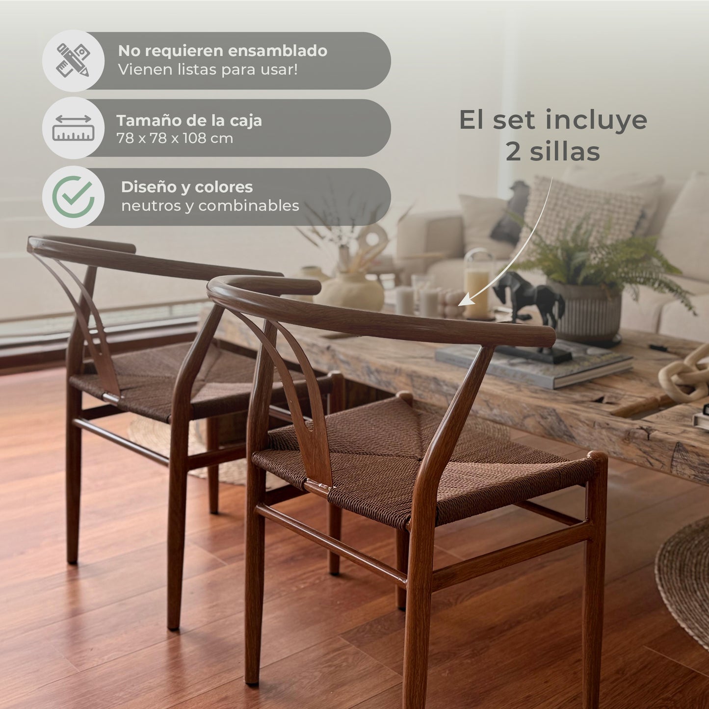 Set de 2 Sillas Wishbone Makati