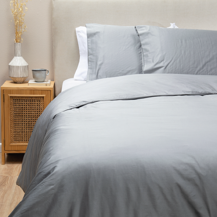 Cubre Plumón Queen Gris 300 Hilos