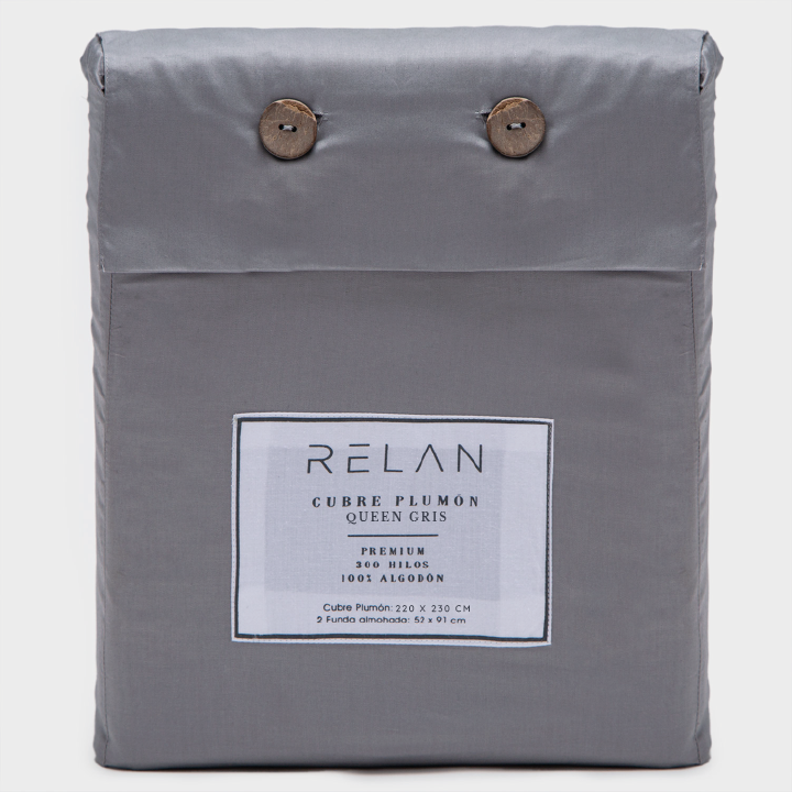 Cubre Plumón Queen Gris 300 Hilos