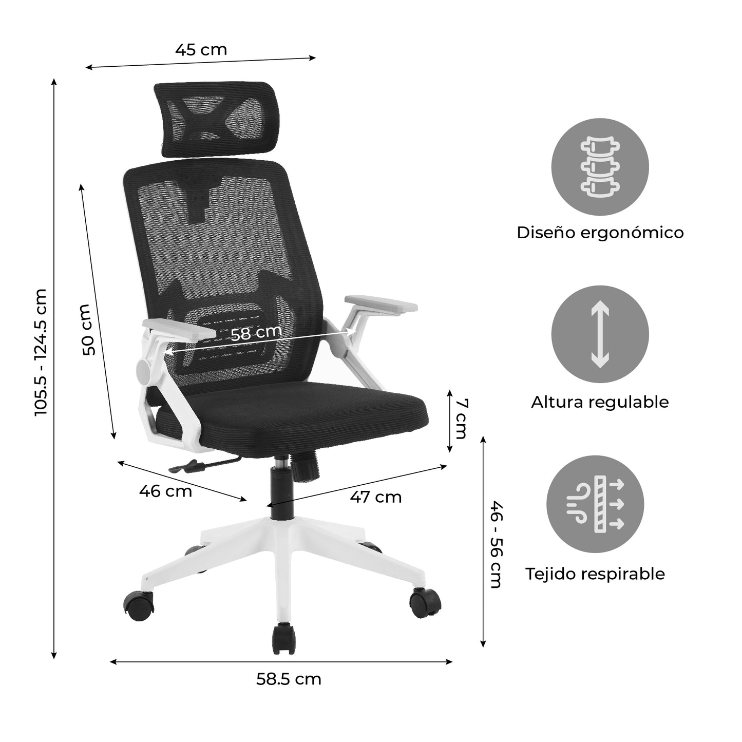 Silla de Escritorio Ergonómica Doha Blanco