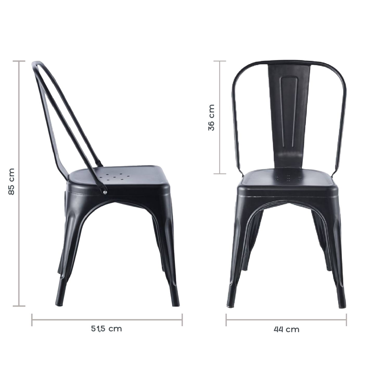 Set de 4 Sillas Tolix Negras