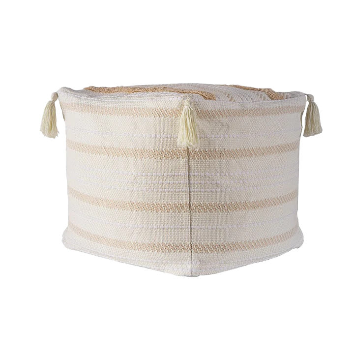 Pouf / Puff Cubo Alto Con Flecos Marroquí