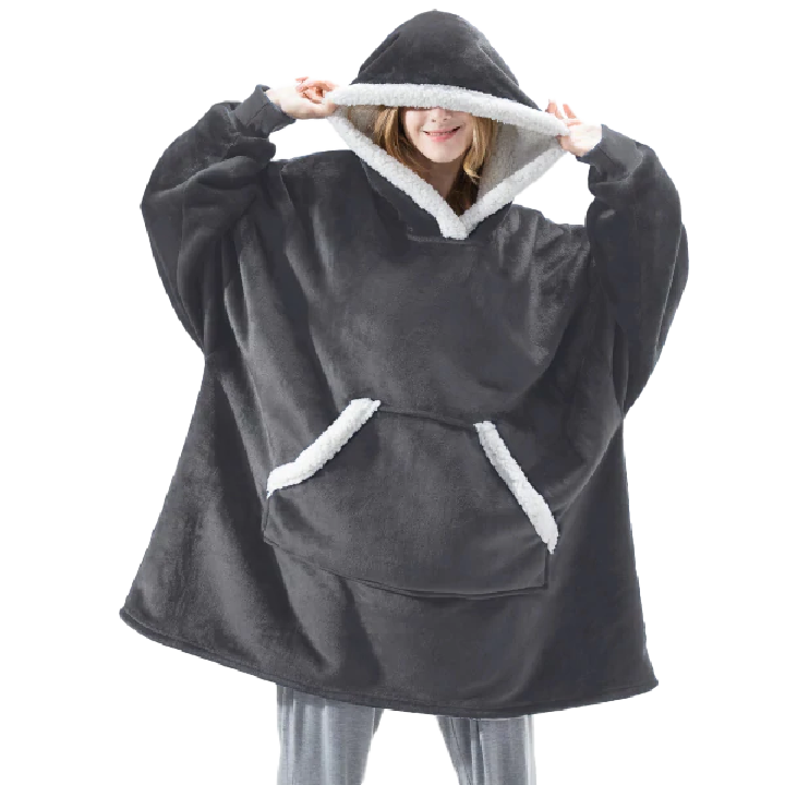 Manta Poncho Sherpa Gris