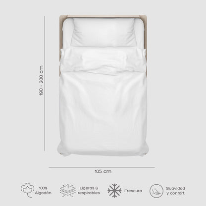 Juego de Sábanas Blancas 1,5 Plaza 300 Hilos