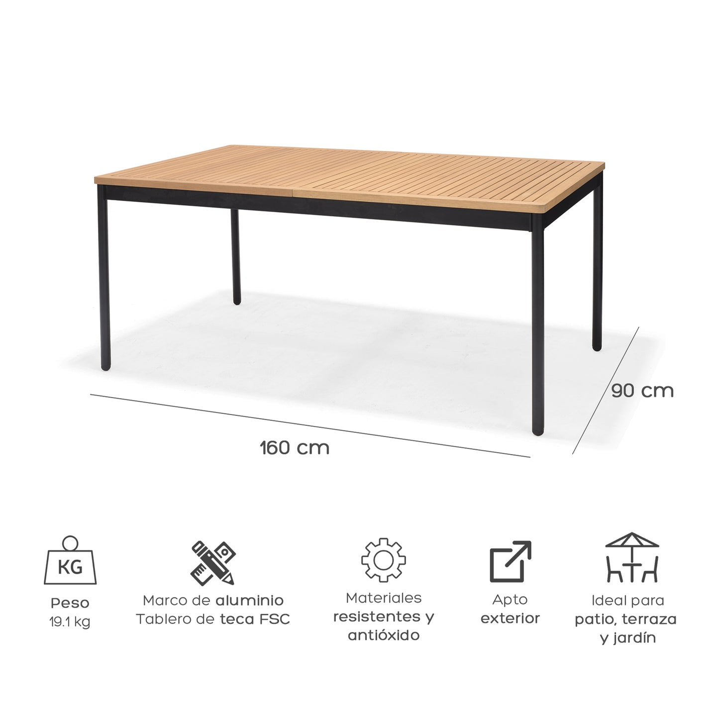Mesa de Comedor Exterior Bendigo para Jardín y Terraza
