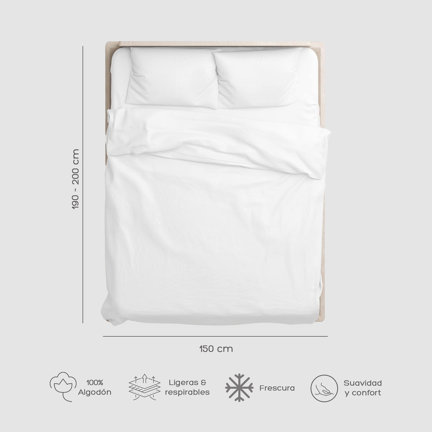 Juego de Sábanas Blancas Queen 300 Hilos
