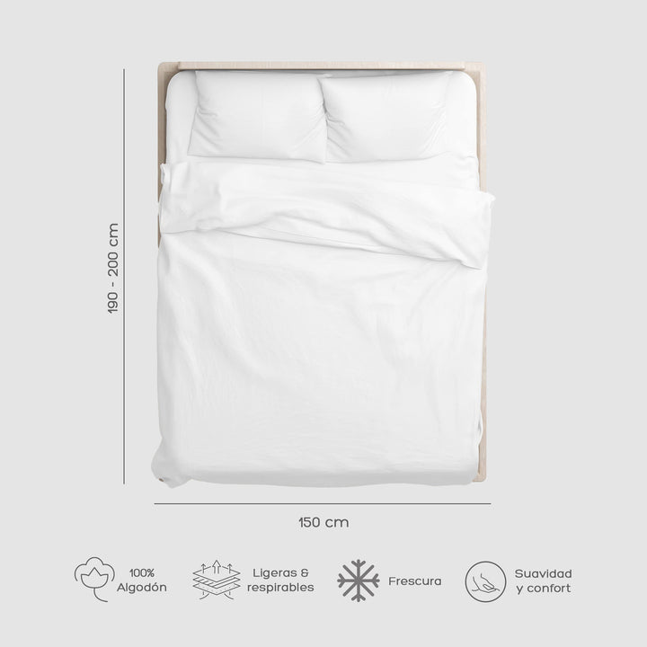 Juego de Sábanas Blancas Queen 300 Hilos