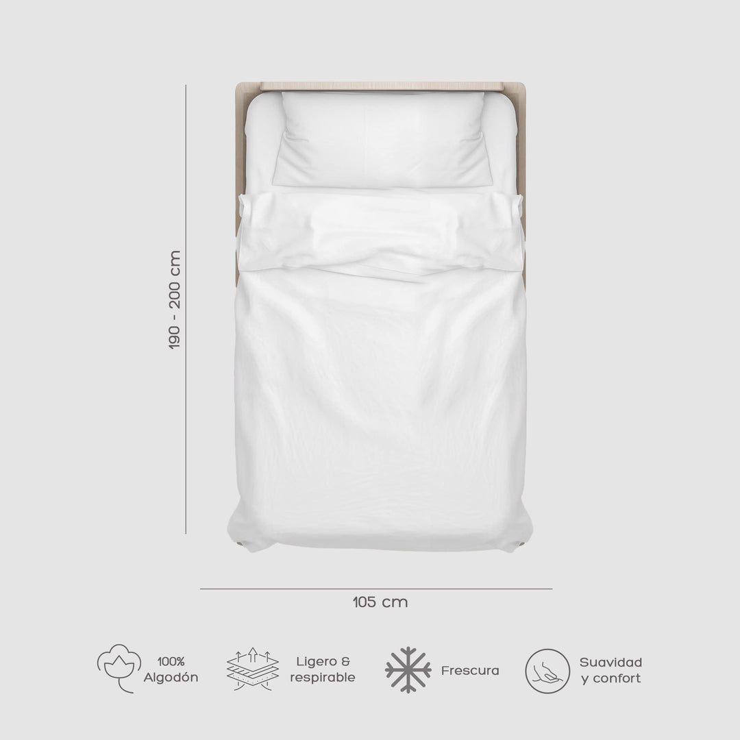 Cubre Plumón 1.5 Plazas Blanco 300 Hilos