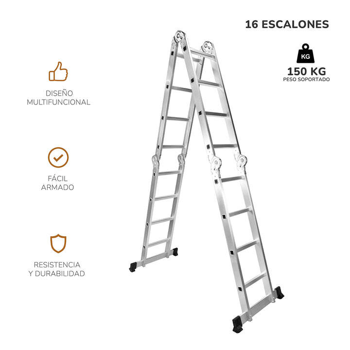Escalera Plegable Multipropósito 16 Peldaños