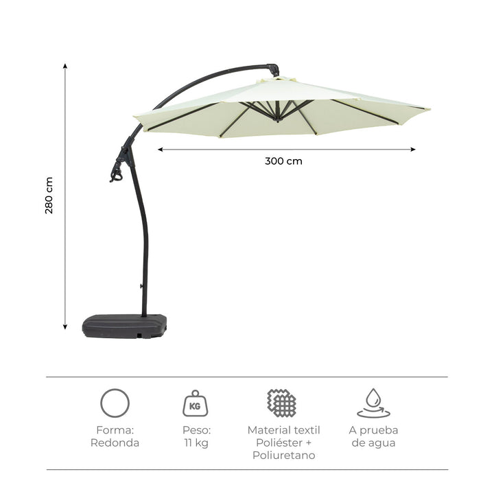 Quitasol Lateral Con Base 300 Cm