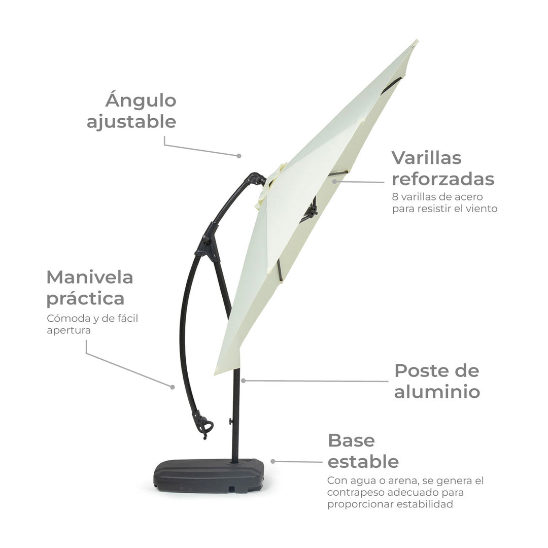 Quitasol Lateral Con Base 300 Cm