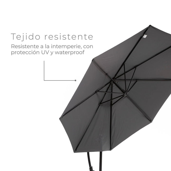 Quitasol Lateral Con Base 300 Cm Gris Grafito