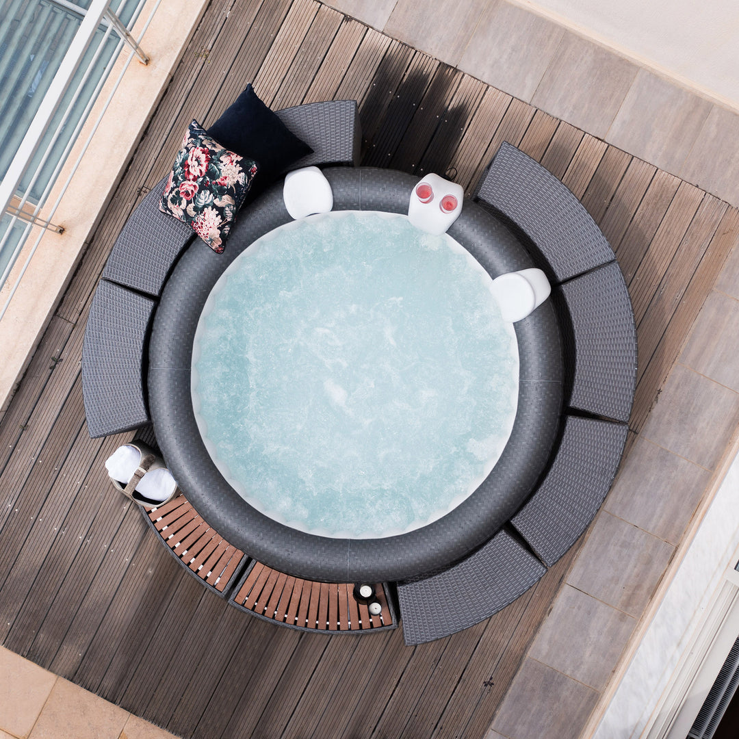 Mueble Rattan Cabinet Para Hot Tub Redondo