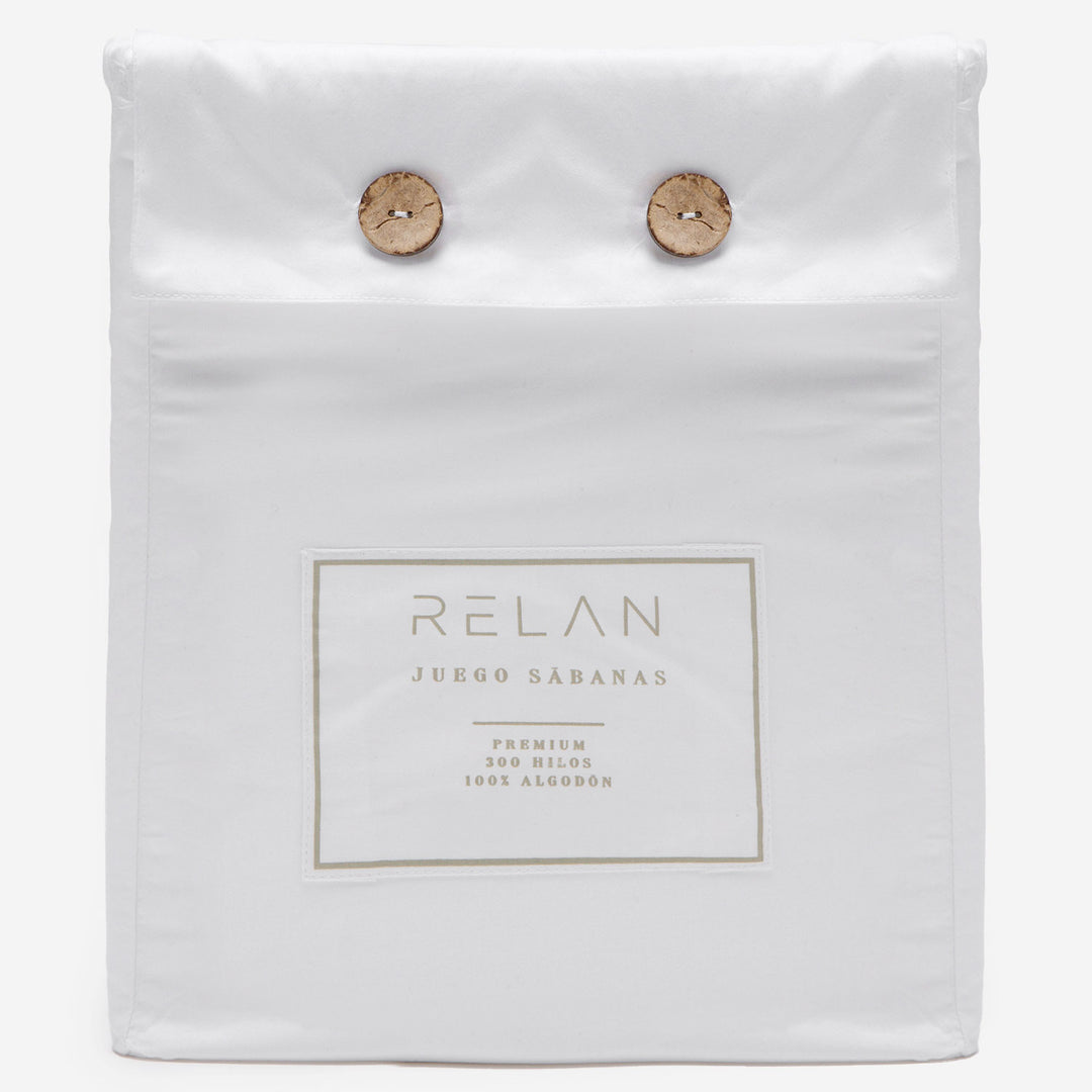 Juego de Sábanas Blancas 1,5 Plaza 600 Hilos