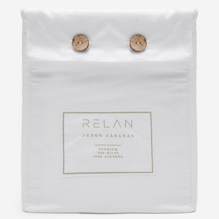Juego de Sábanas Blancas 1,5 Plaza 600 Hilos