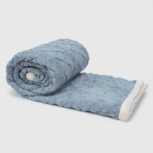 Manta Frazada Sherpa Jacquard Azul 1,5 Plazas