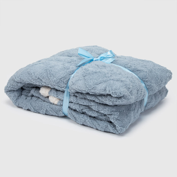 Manta Frazada Sherpa Jacquard Azul 1,5 Plazas