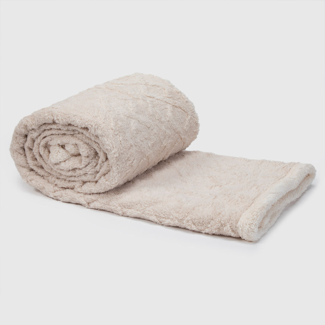 Manta Sherpa Jacquard Crema Queen