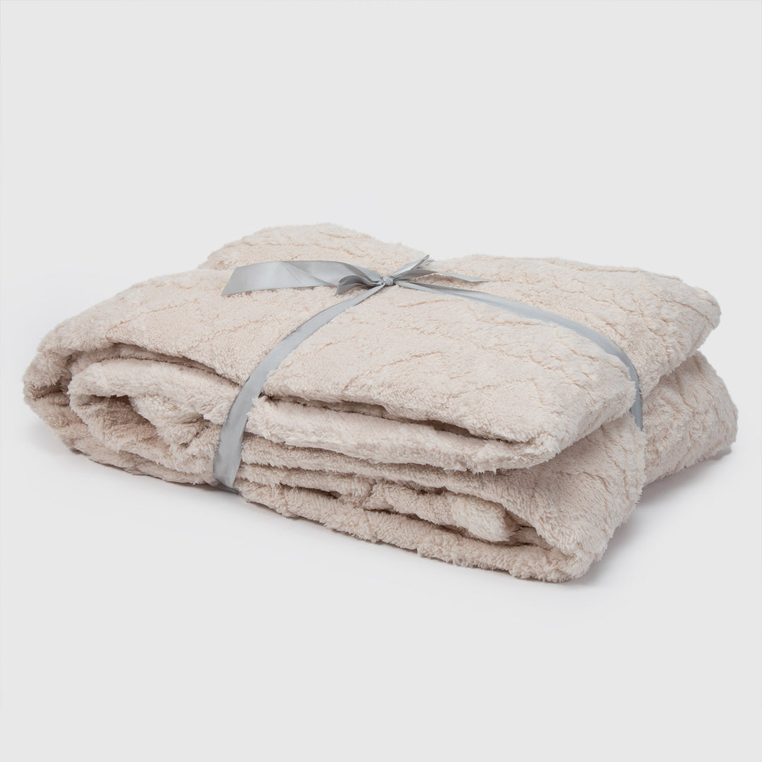 Manta Sherpa Jacquard Crema Queen