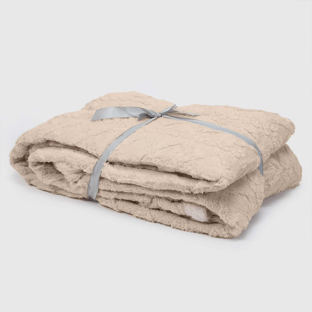 Manta Sherpa Jacquard Beige Queen
