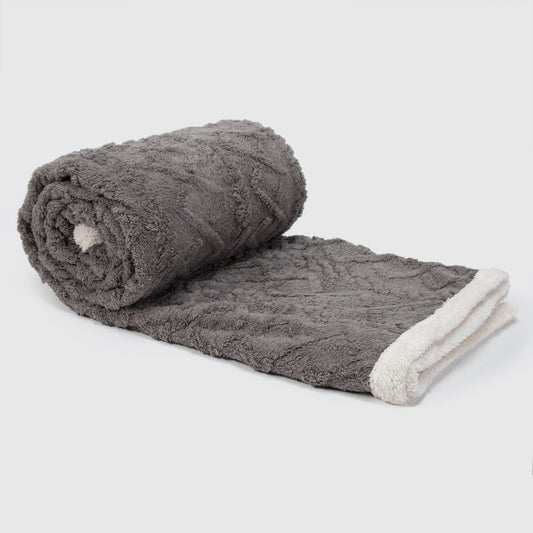 Manta Sherpa Jacquard Gris 1,5 Plaza