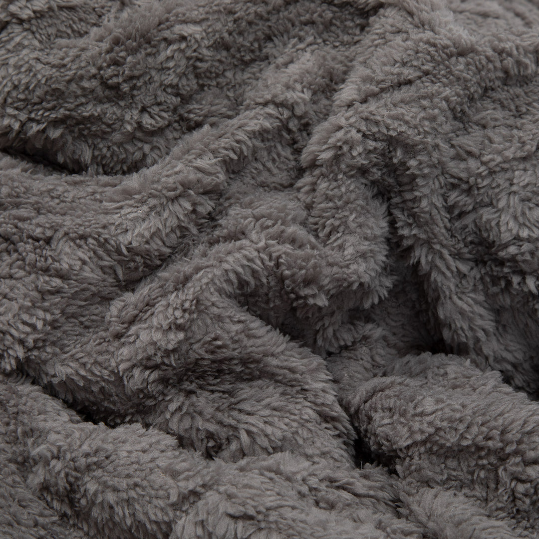 Manta Sherpa Jacquard Gris Queen