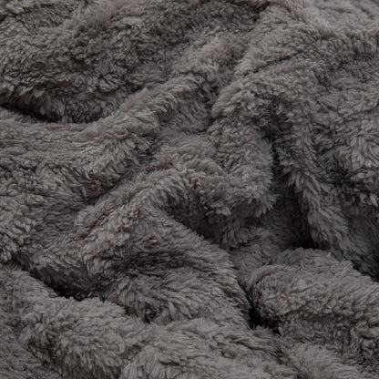 Manta Sherpa Jacquard Gris Queen