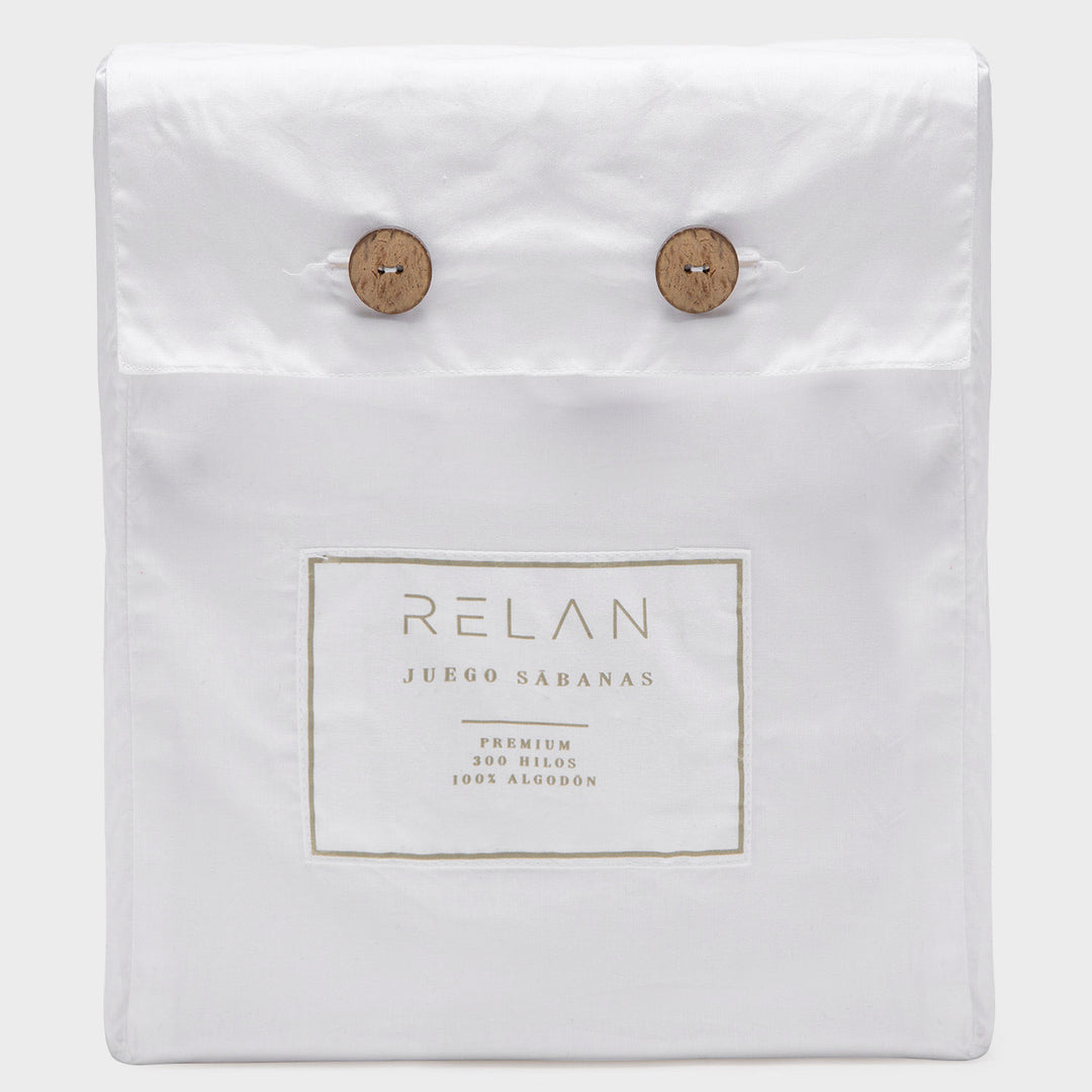 Juego de Sabanas de 300 Hilos de Algodón Blanco King