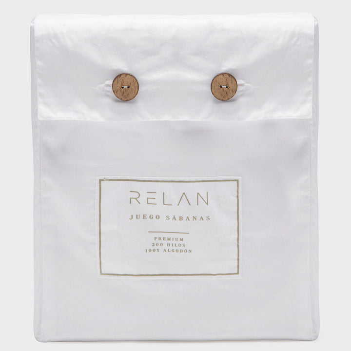 Juego de Sabanas de 300 Hilos de Algodón Blanco King
