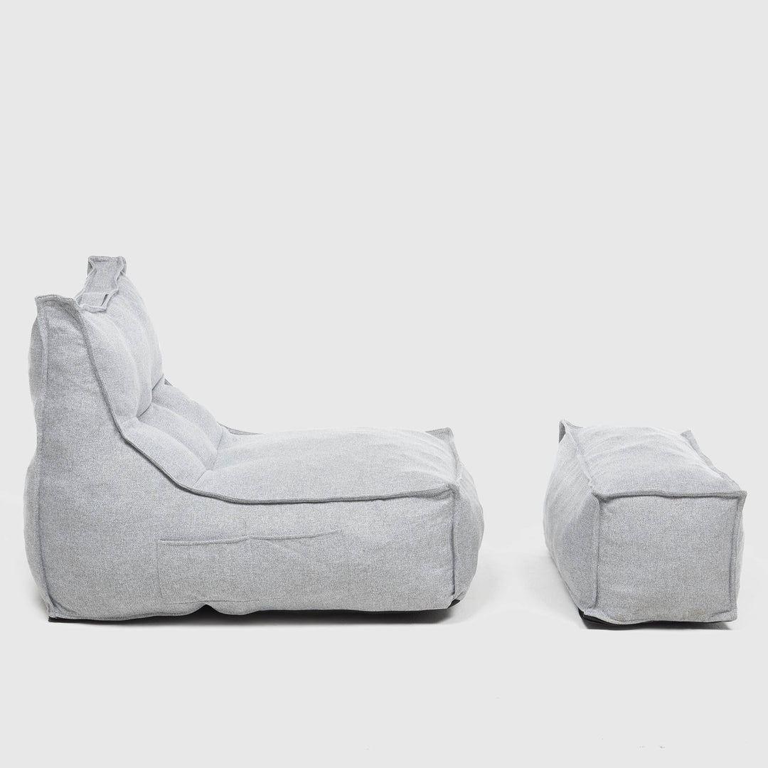 Sillón Pouf con Apoya Pies Gris
