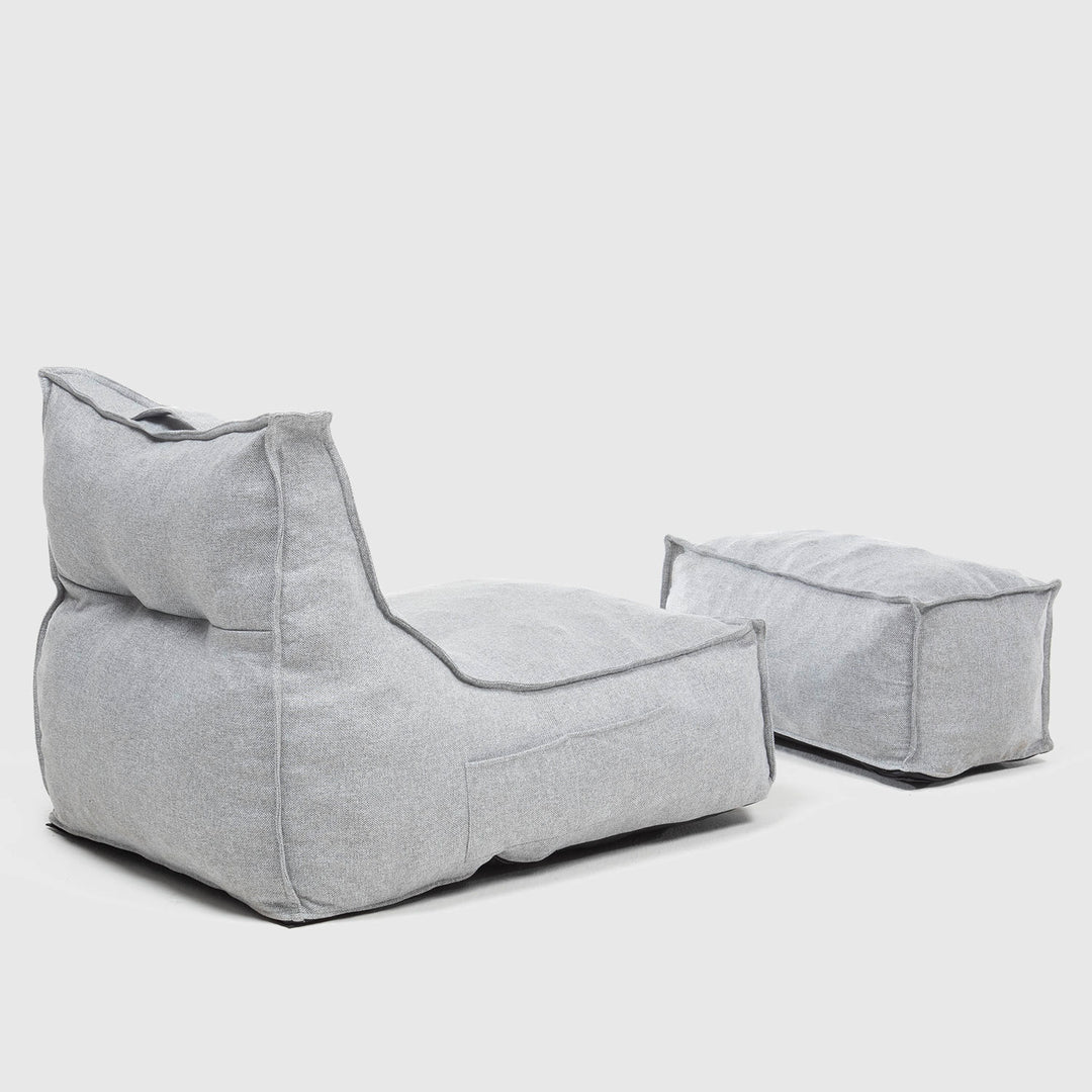 Sillón Pouf con Apoya Pies Gris