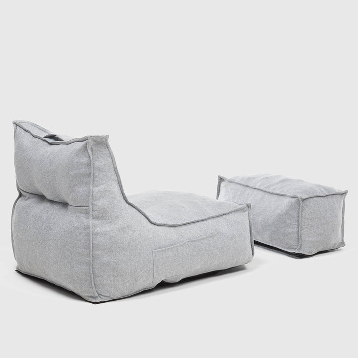 Sillón Pouf con Apoya Pies Gris